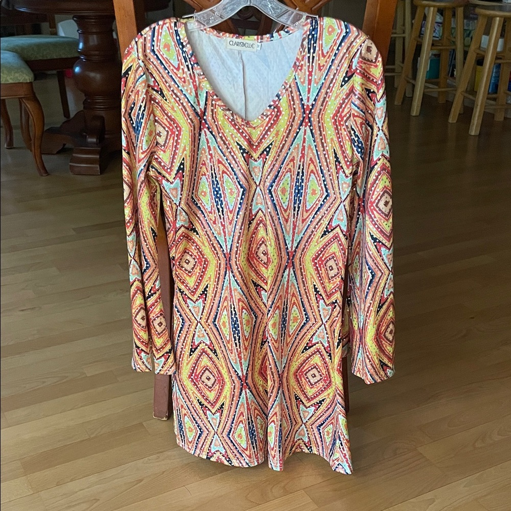 Colorful Geometric Long Sleeve Dress